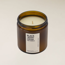 Large size Blackberry Cream scented soy candle in an amber jar