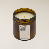 Large size Blackberry Cream scented soy candle in an amber jar