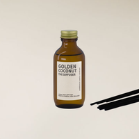 Golden Coconut fragranced reed diffuser in 100ml amber bottle