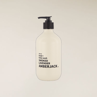 400ml Smoked Lavender hand and body wash in a light beige recycled bottle with a black pump.