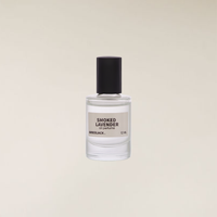 12ml Smoked Lavender perfume oil in a clear glass bottle with a black cap and beige label.
